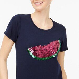 J.Crew Watermelon Sequin Graphic Collector’s Tee Navy Blue Short Sleeve Shirt M